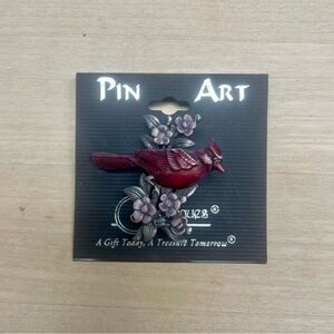 Red Cardinal Bird Brooch